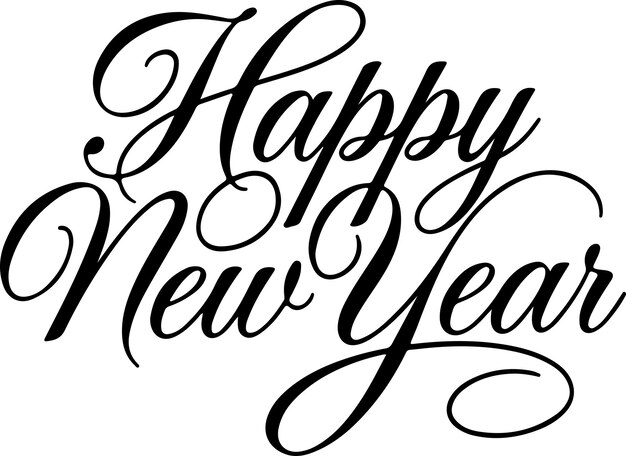 La imagen es un diseño gráfico festivo con el texto Feliz Año Nuevo destacado