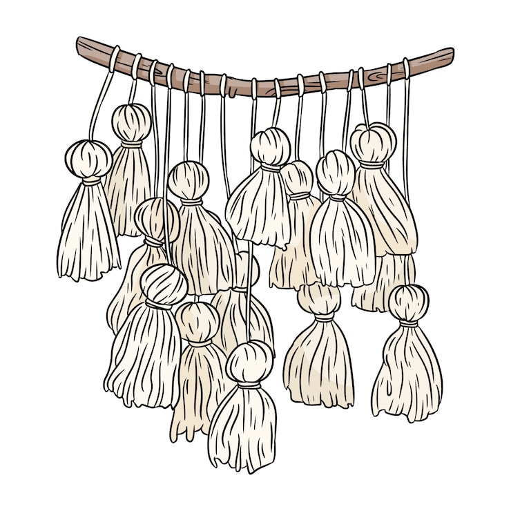 Vector imagen de estilo macrame boho. elemento de diseño textil anudado.