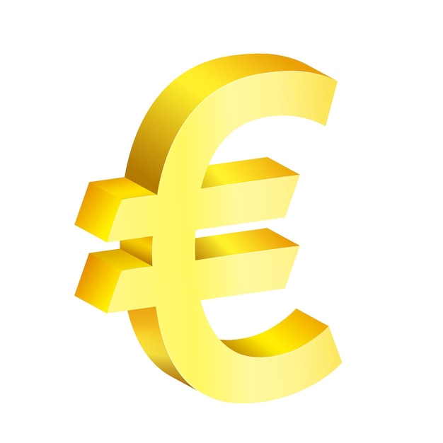 Vector imagen de un euro dorado sobre un fondo blanco.