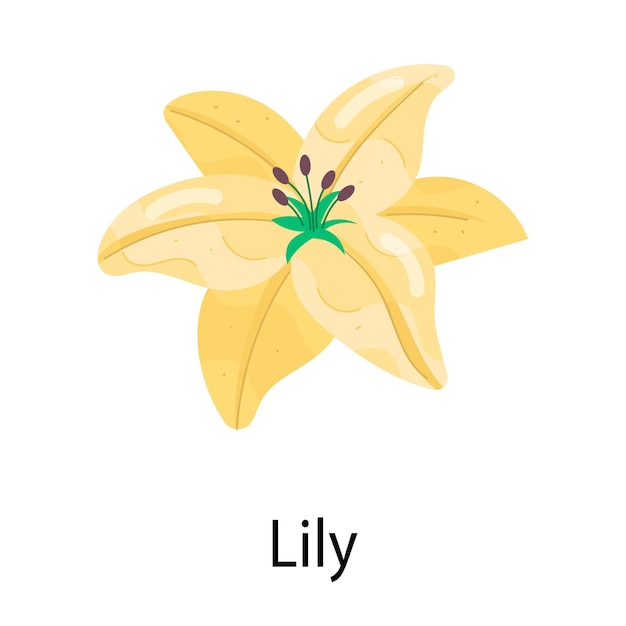 Vector una imagen de una flor amarilla con la palabra ella en ella