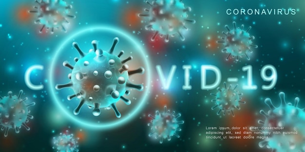 Imagen de fondo de la enfermedad de la gripe epidémica global del coronavirus COVID-19 virus 3D