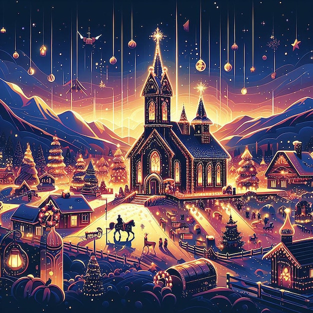 Imagen De Fondo De Pantalla De Ilustración De Vector De Escena De Árbol De Jesús Cristiano De Navidad Festiva De Moda