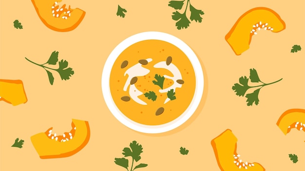 Vector imagen de fondo de sopa de calabaza de otoño