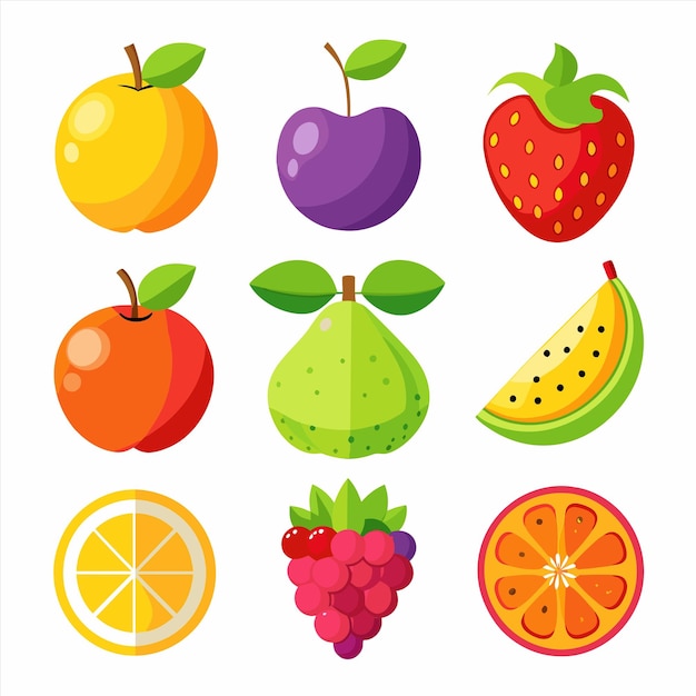una imagen de frutas y bayas con las palabras fruta en ella