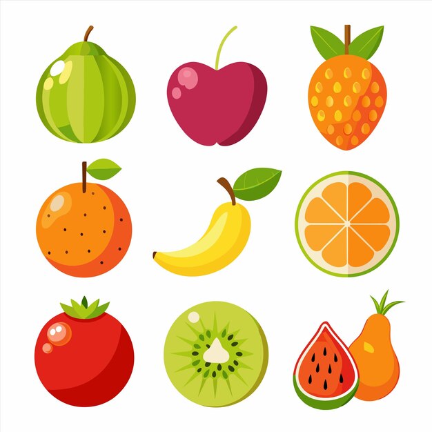 una imagen de frutas, incluida una de las frutas