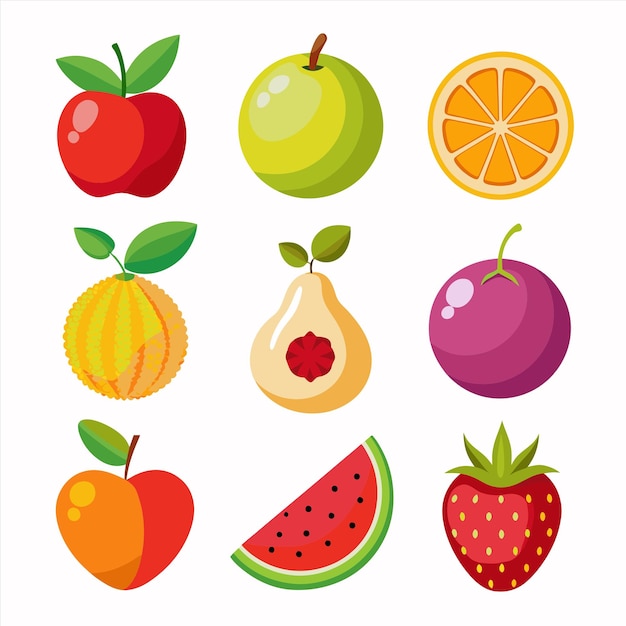 una imagen de frutas y verduras con la palabra fruta escrita