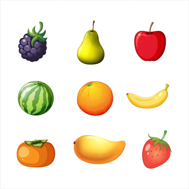 una imagen de frutas y verduras con la palabra fruta escrita