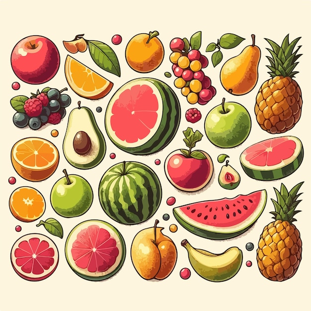 Vector imagen generada por ai de frutas