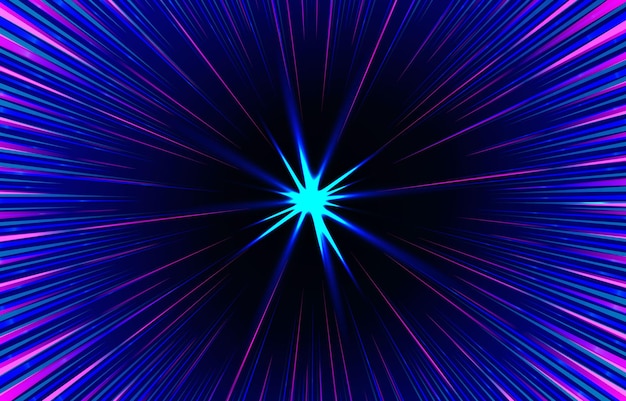 una imagen generada por computadora de una estrella azul y rosa con un fondo azul