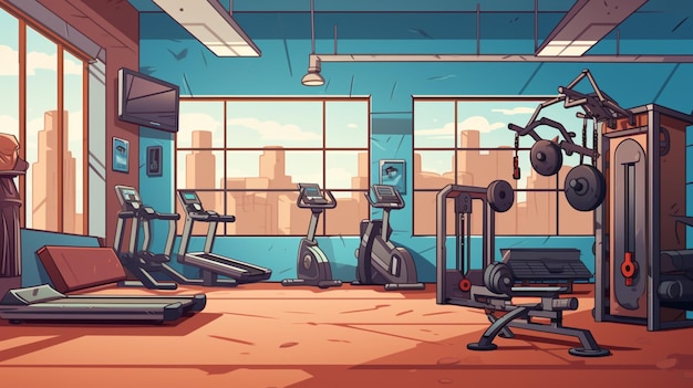 Vector una imagen de un gimnasio con una foto de un gimnasio en el fondo