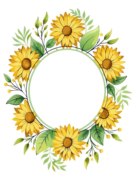 una imagen de girasoles con un círculo alrededor del borde
