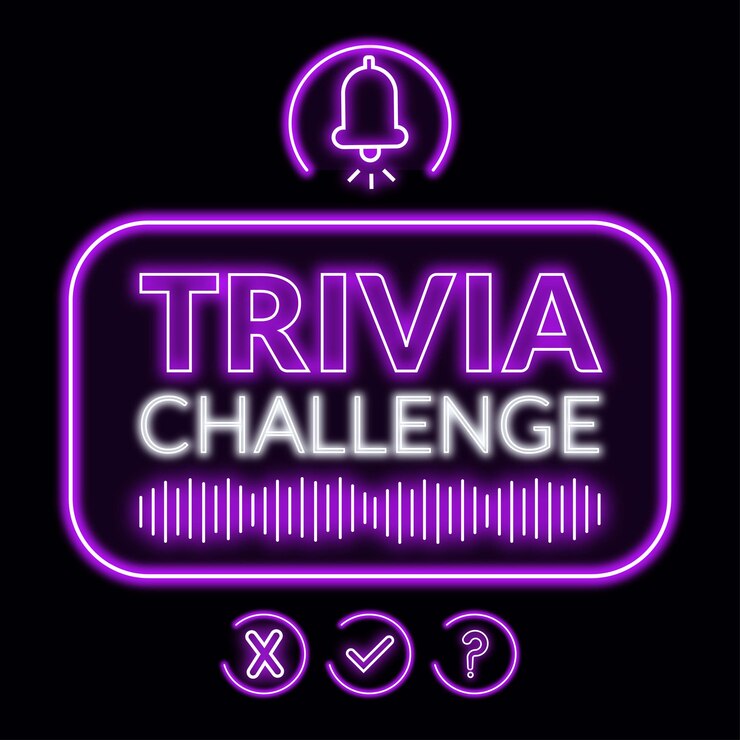 Vector imagen gratuita del desafío neon trivia para descargar imagen del desafío glowing trivia con púrpura