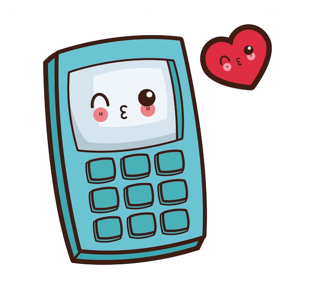 Vector imagen de guiño de calculadora kawaii