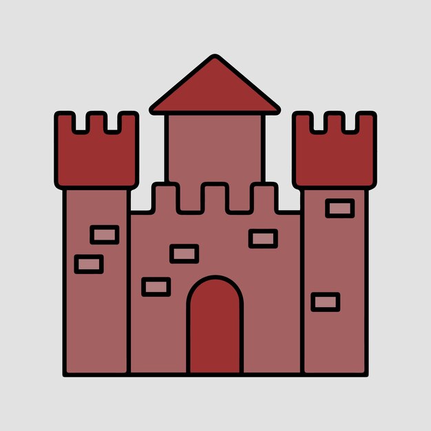 Imagen de Halloween compuesta por un castillo medieval como icono, signo, impresión, pegatina o patrón.