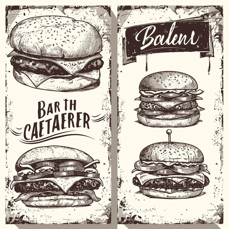Vector una imagen de una hamburguesa con la barra en el medio