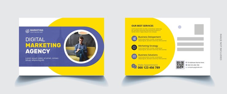 una imagen de un hombre con una camisa azul y una imagen amarilla y azul en un fondo amarillo