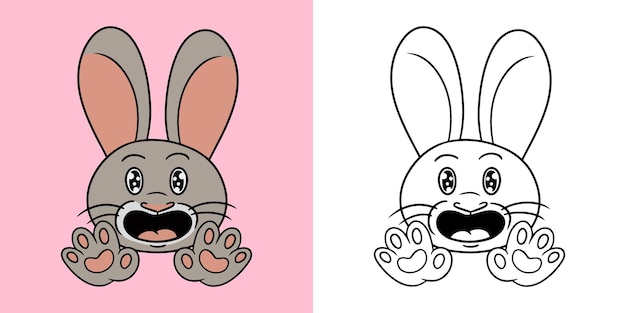 Imagen horizontal Conejo Conejo lindo divertido personaje emociones emoción vector de estilo de dibujos animados