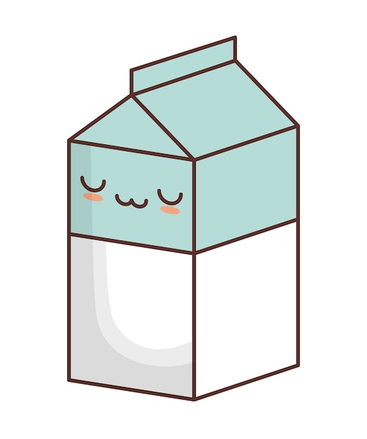 Vector imagen de icono de cartón de leche kawaii