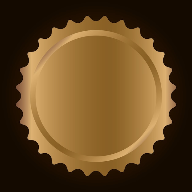 imagen de icono de etiqueta o sello metálico en blanco oro