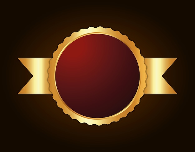 imagen de icono de etiqueta o sello metálico en blanco oro