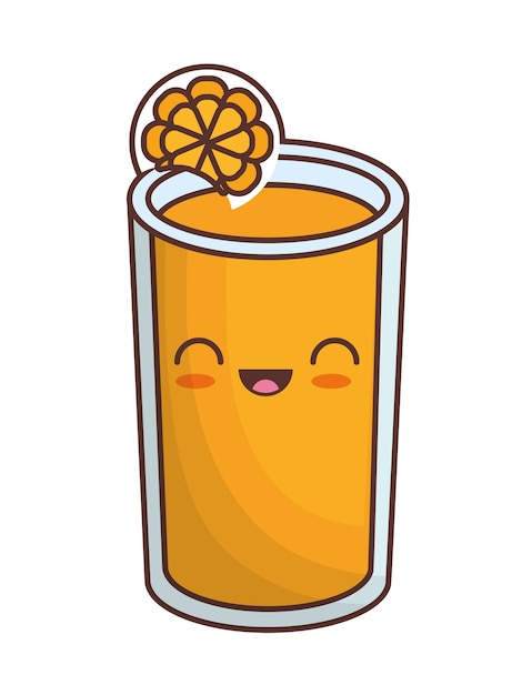 Vector imagen de icono de kawaii de jugo de naranja