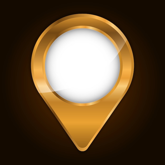 Imagen de icono de pin de gps de acabado metálico dorado