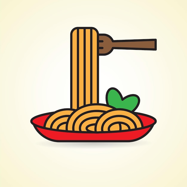Imagen de icono plano simple de espaguetis como comida popular