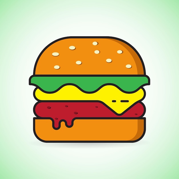 Imagen de icono plano simple para hamburguesa