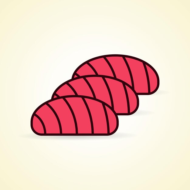 Imagen de icono plano simple de sashimi como comida popular japonesa