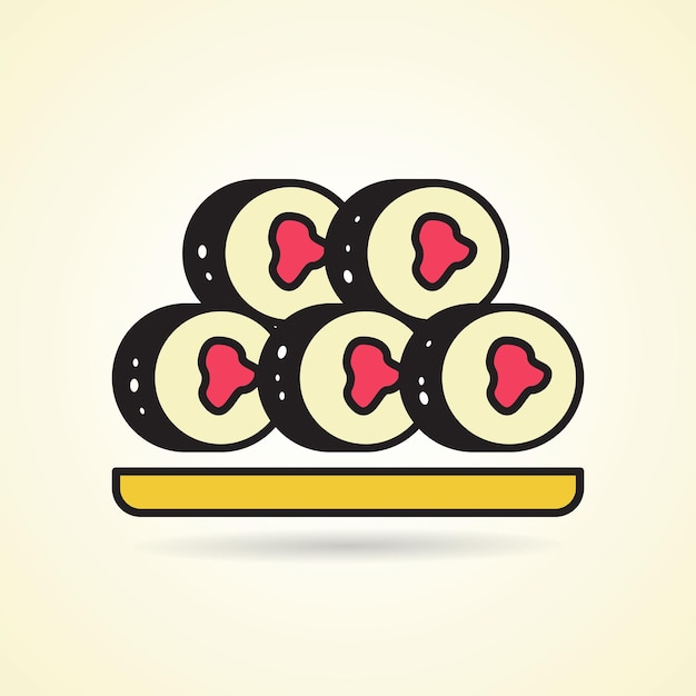 Vector imagen de icono plano simple de sushi como comida popular japonesa