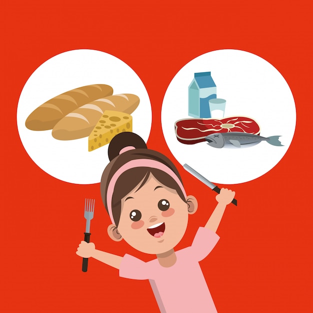 Imagen de iconos relacionados con alimentos saludables
