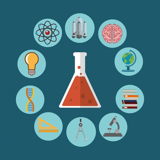 imagen de los iconos relacionados con la ciencia