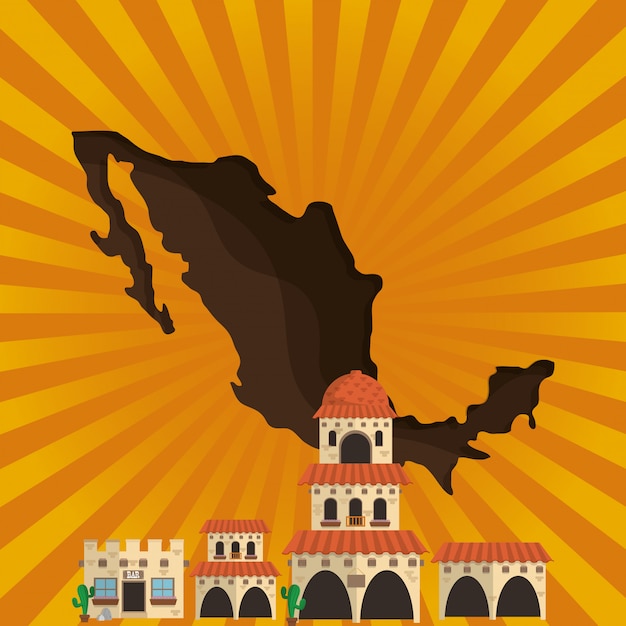 Vector imagen de los iconos relacionados con la cultura mexicana