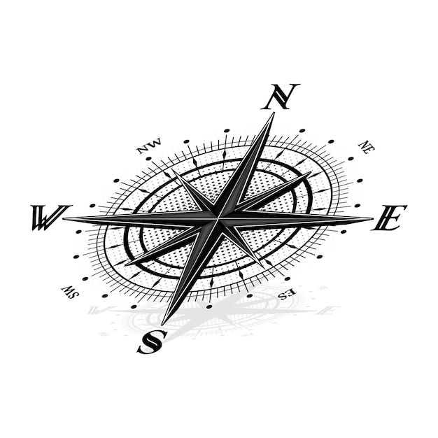Imagen y ilustración de la brújula vectorial