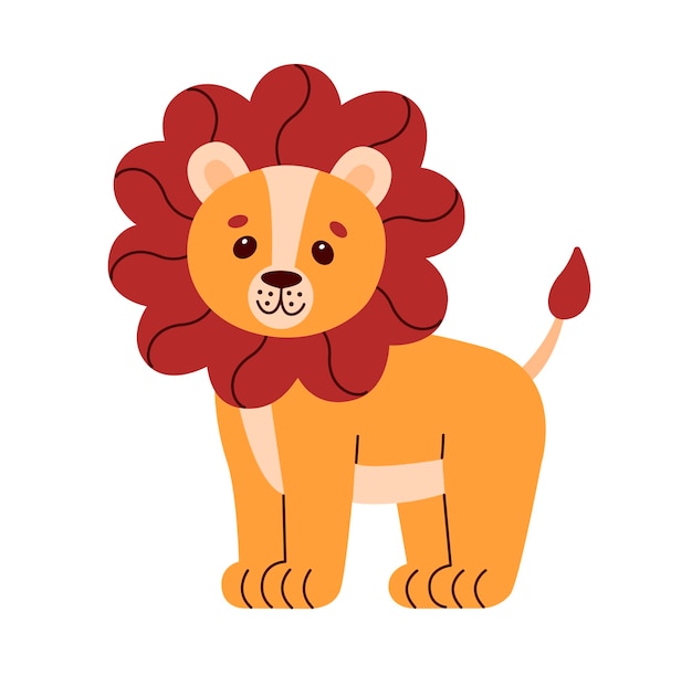 Imagen de ilustración de un león cachorro lindo Úsalo para tarjetas de invitación de cumpleaños, portadas de libros para niños, pancartas.