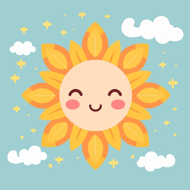 Vector imagen de ilustración vectorial de feliz sol brillante