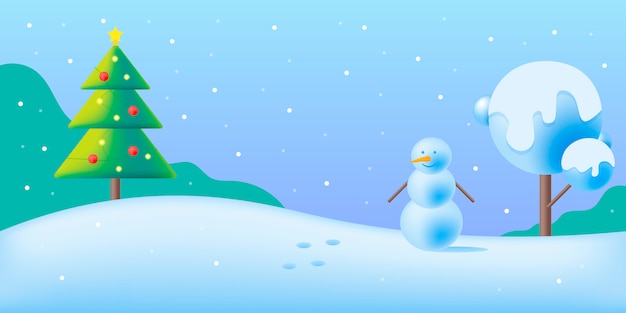 Imagen de invierno o banner con navidad y nieve en colores azul y verde