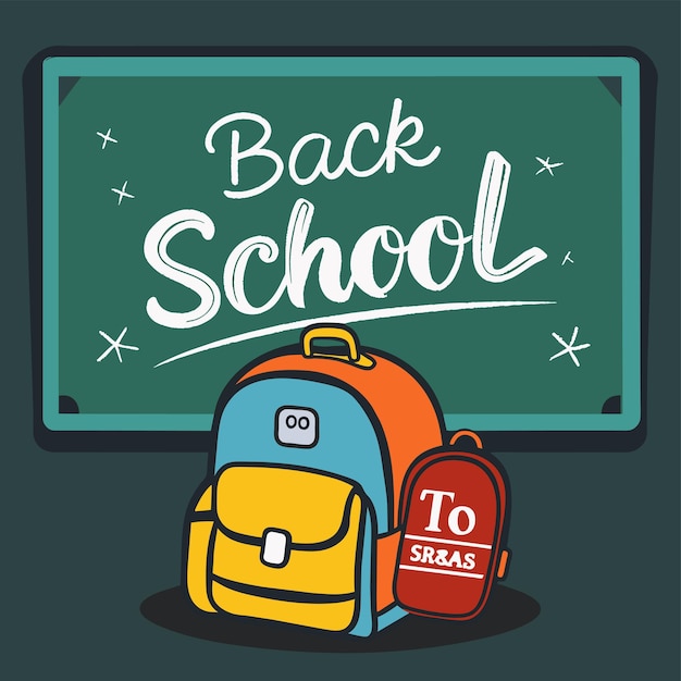 una imagen de una junta escolar con una mochila y una mochila en ella