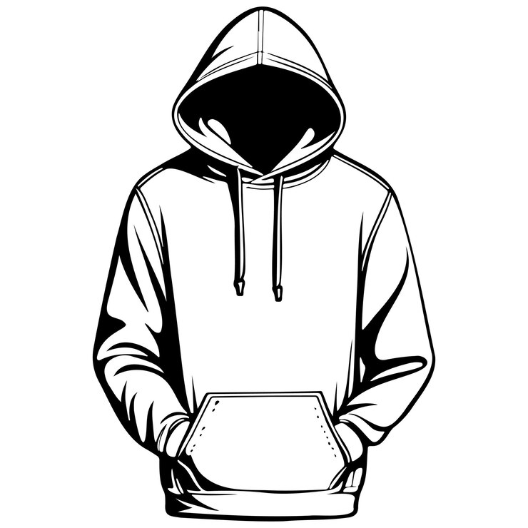 Vector imagen de línea dibujada a mano de fondo transparente con capucha aislada