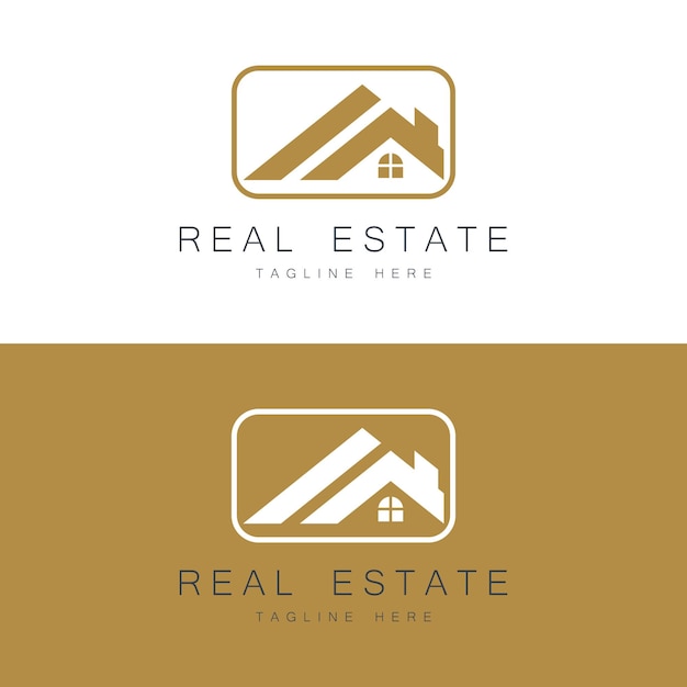 Imagen de logotipo de bienes raíces con letra inicial M en negro y dorado sobre fondo blanco Diseño de logotipo vectorial plano