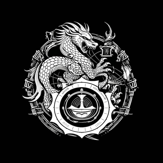 Imagen de logotipo de dragón en blanco y negro