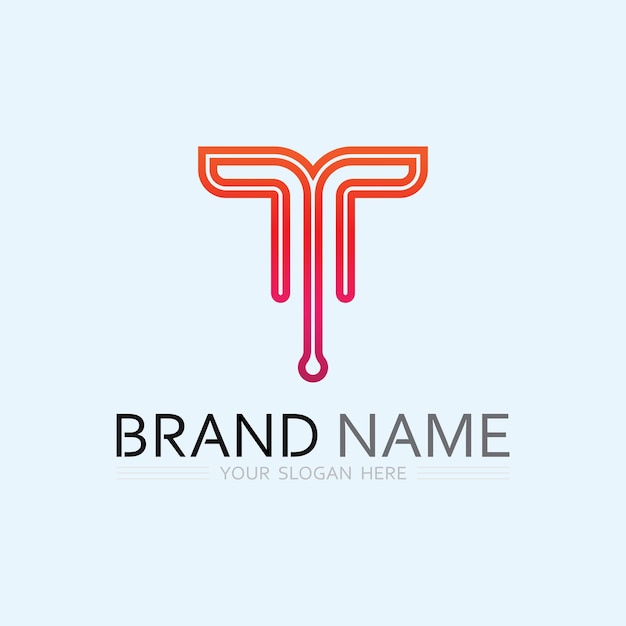 Imagen del logotipo de la letra T y fuente Vector gráfico de diseño T
