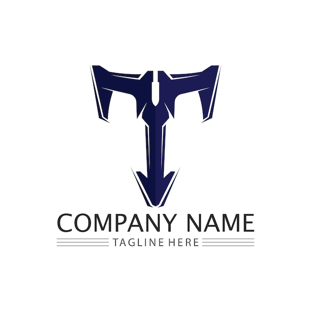 Imagen del logotipo de la letra T y vector gráfico de diseño de fuente T