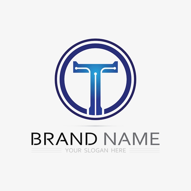 Imagen del logotipo de la letra T y vector gráfico de diseño de fuente T
