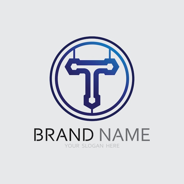 Imagen del logotipo de la letra T y vector gráfico de diseño de fuente T