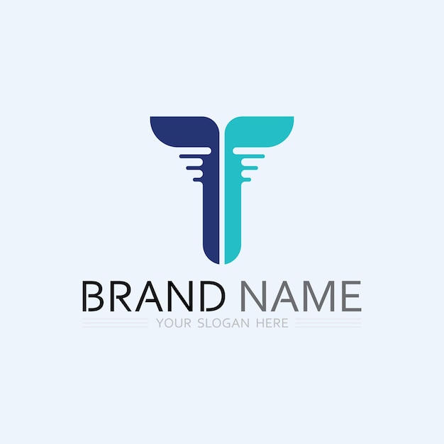 Imagen del logotipo de la letra T y vector gráfico de diseño de fuente T