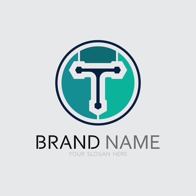 Imagen del logotipo de la letra T y vector gráfico de diseño de fuente T