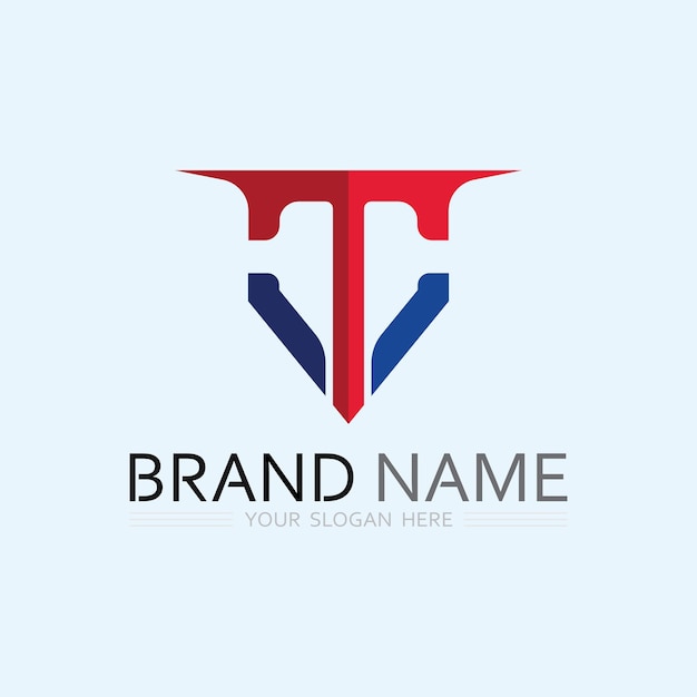 Imagen del logotipo de la letra T y vector gráfico de diseño de fuente T