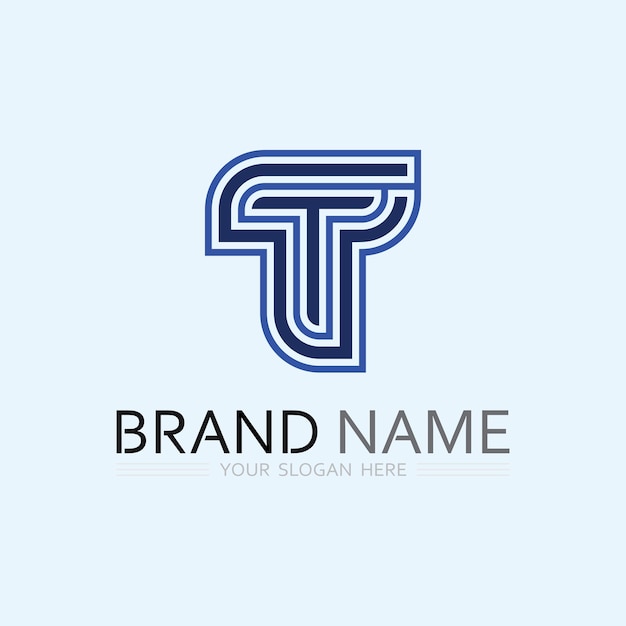 Imagen del logotipo de la letra T y vector gráfico de diseño de fuente T