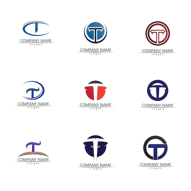 Imagen del logotipo de la letra T y vector gráfico de diseño de fuente T